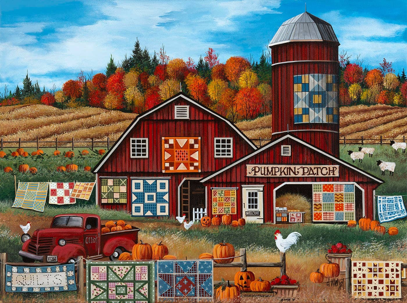 SunsOut - 0417 Pumpkin Patch Farm Quilts 1000 pc Puzzle