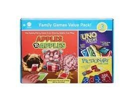 Mattel Family Value Pak of Games (Apple to Apples, Uno Flip, Pictionary Card Game)
