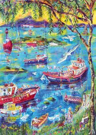 Colorcraft Boats at Sunset Bay 1000 pc Puzzle