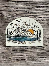 Sticker Art Sunrise Mountain Sticker