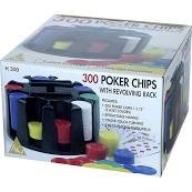 Classic Games 300 Poker Chips with Revolving Rack