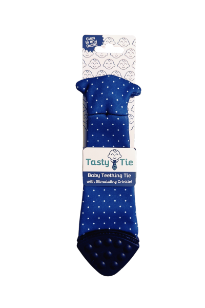 Tasty Tie® - Tasty Tie Teether, Crinkle Toy, Baby Boy Gift (Polkadot)