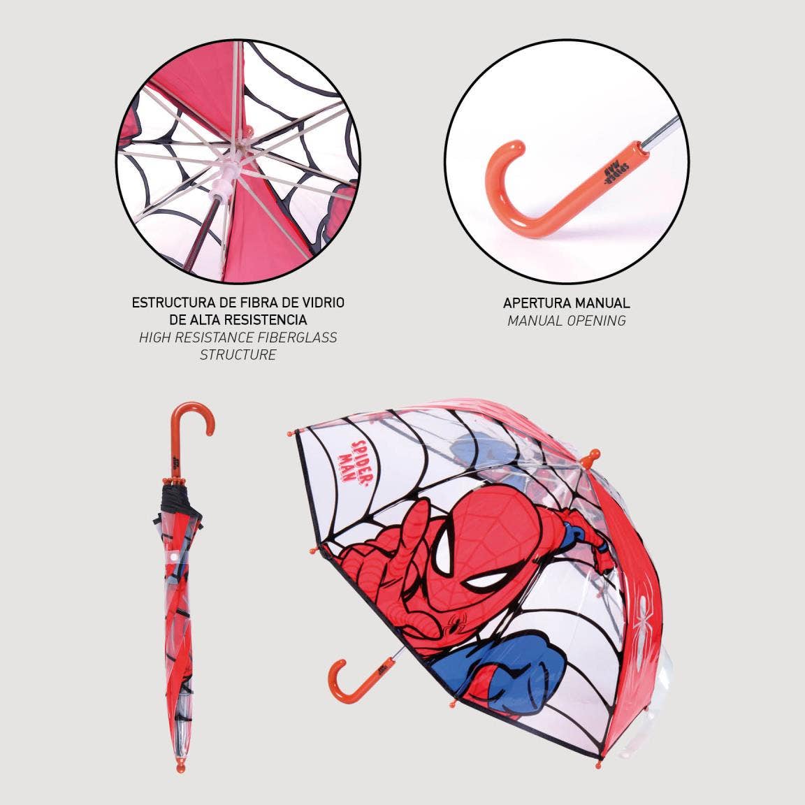 Mastoys, S.L. - SPIDERMAN POE BUBBLE MANUAL UMBRELLA - 2400000654