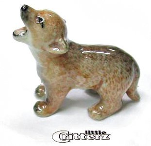 Little Critterz Coyote Pup "Howler" - Decorative Figurine Miniature Porcelain Figurine