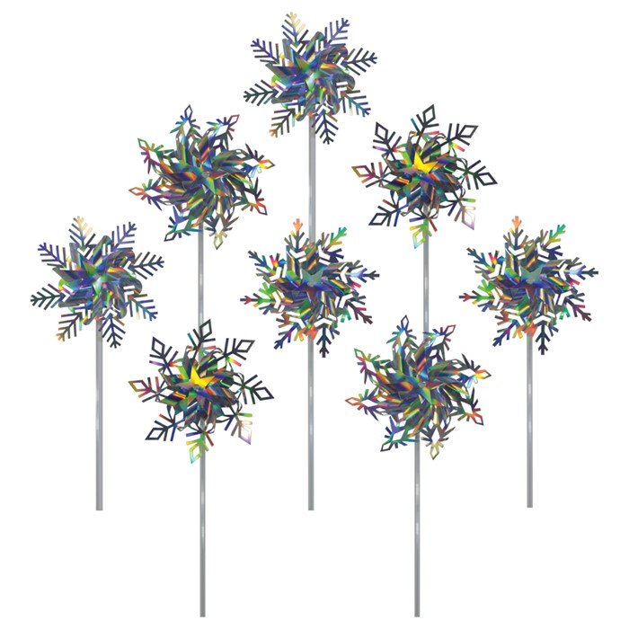 In The Breeze Mylar Holiday Snowflake Pinwheel