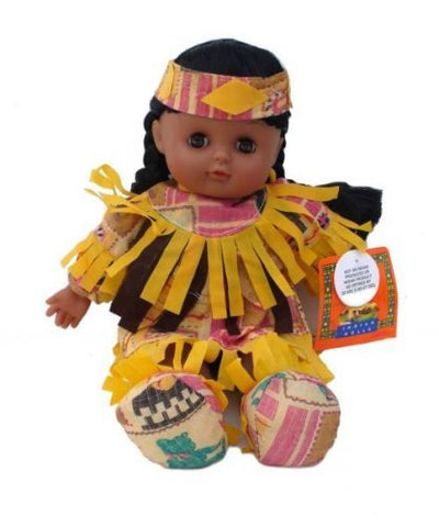 Native American Doll, Assorted Colors with Closing Eyes 12"