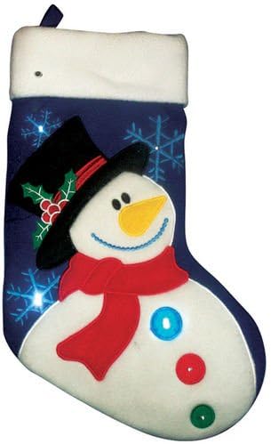 Christmas Blinking Lighted Snowman Hanging Stocking