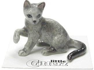 Little Critterz  "Silver"Russian Blue Cat Kitten Figurine