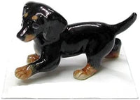 DACHSHUND Black & Tan Puppy Dog "Caboose" New Figurine MINIATURE Porcelain LITTLE CRITTERZ LC808