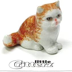 CAT PERSIAN (Ginger/White) Kitten "Princess" sitting pretty MINIATURE Porcelain NEW Figurine Little Critterz LC905
