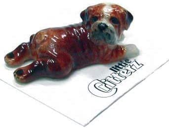 ENGLISH BULLDOG Puppy Dog "Winston" lays flat New Figurine MINIATURE Porcelain LITTLE CRITTERZ LC811