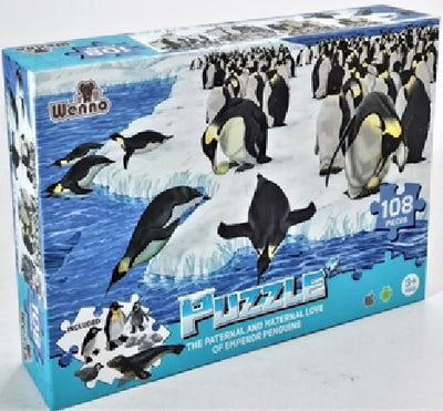 Wenno The Paternal and Paternal Love of Emperor Penguins 108 piece Puzzle with figure