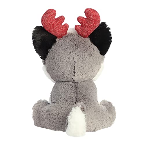 Aurora® Festive Holiday Christmas Trio™ Antler Husky™ Stuffed Animal - Seasonal Cheer - Heartwarming Gifts - Gray 8.5 Inches