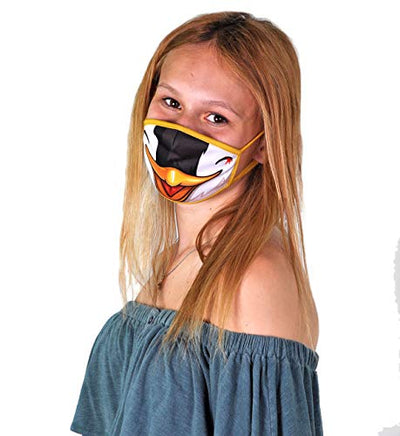 Wild Republic Wild Smiles Childs Face Mask, Reusable Face Mask, Washable Face Mask, Half Face Mask, Penguin Design