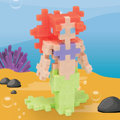 PLUS PLUS - Mermaid - 70 Piece Tube, Construction Building Stem/Steam Toy, Kids Mini Puzzle Blocks