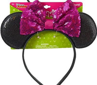 UPD Disney Minnie Mouse Headband Sequin Pink Black Mouse Ears, Multicolor