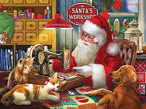 Santas Quilting Workshop 1000 pc Jigsaw Puzzle - SUNSOUT INC - # 29758