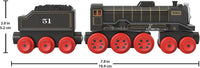 Thomas & Friends Wooden Railway Hiro Engine and Coal Car, Push-Along Train Made from sustainably sourced Wood for Kids 2 Years and up