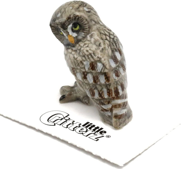 Little Critterz Owl - Great Gray Owl Phantom - Miniature Porcelain Figurine