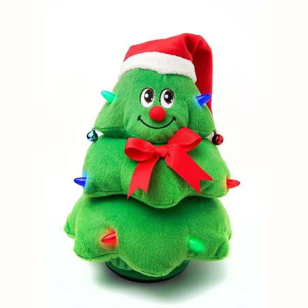 Cuddle Barn - Rockin' Reggie | Animated Christmas Tree Stuffed Plush Toy, Spins and Lights Up to Rockin' Around The Christmas Tree, 11 Inches