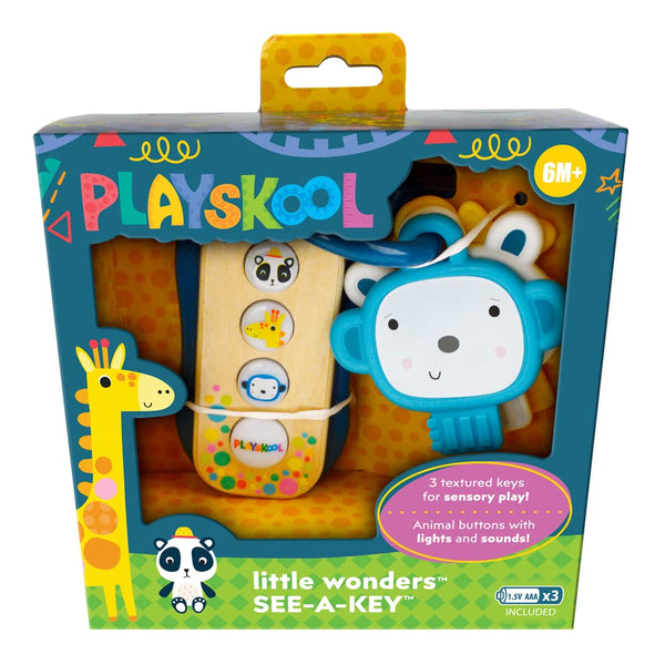 Playskool Little Wonders See-A-Key -- Toy Keys -- Fun Sounds and Lights -- Giraffe, Monkey, Panda -- Ages 6 Month+