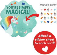 Playhouse Rainbow Unicorn Nail Sticker Sheet 28 Card Super Valentine Exchange Pack for Kids