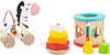 small foot wooden toys Motor Skills Toy Playset Collection with Pull-Along Zebra, Stacking Tower & Shape Sorting