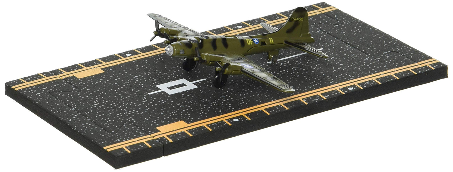 Hot Wings Planes B-17 Flying Fortress Jet (Olive Green) with Connectible Runway