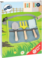 Gardening Toolbelt by Small Foot – 4 Piece Kids Set Includes Adjustable Belt, Shovel, Rake & Spade – Sturdy Metal Heads and Wooden Handles - Develops Motor Skills & Creative Play – Ages 3+ Years