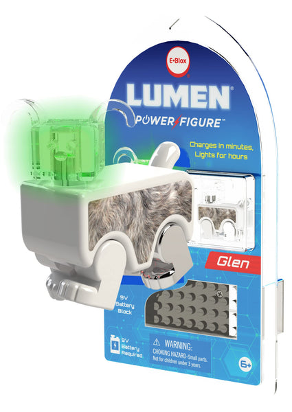 E-Blox Lumen Power Figure Glen Puppy, LED Glowing Light Up Figure, Glows Green When Connected to Metal Contact Point, Building Blox STEM Toy for Kids, Birthday Gift, Boys, Girls, 6+