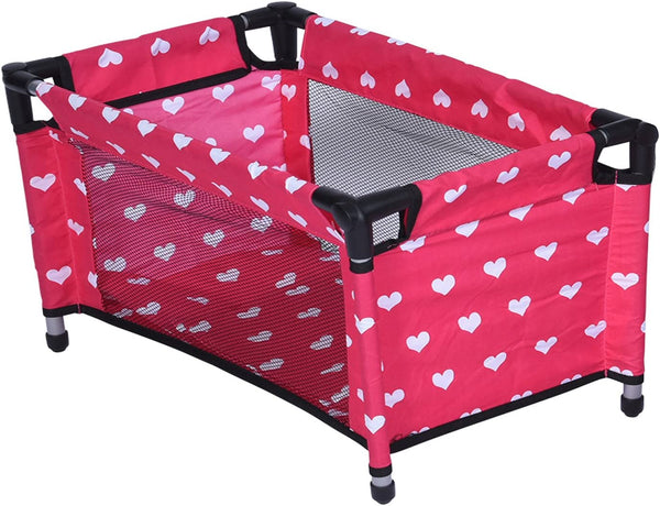 Doll Fold n' Store Pack N' Play - Doll Play Yard with Cute Hearts Design