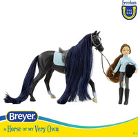 Breyer Horses Freedom Series Horse and English Rider Set | Jet & Charlotte | Horse and Rider Set | Horse Toy | 9.75" x 7" | 1:12 Scale | Model #61145
