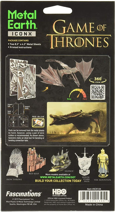 Metal Earth Iconx Game of Thrones Drogon Dragon