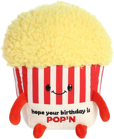 Aurora® Witty JUST Sayin'™ Poppin' Birthday™ Stuffed Animal - Expressive Characters - Quirky Gift Ideas - Yellow 9.5 Inches