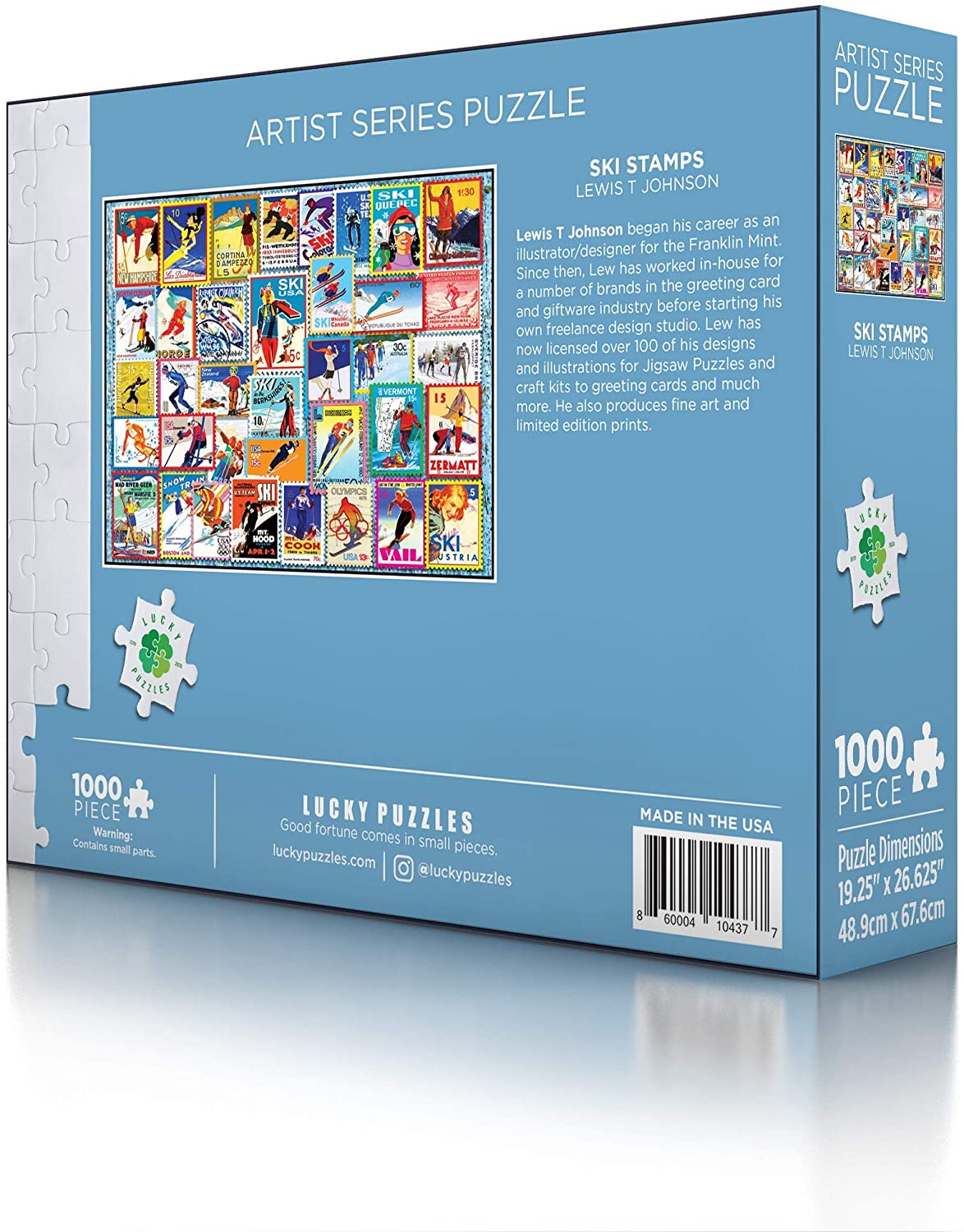 Lucky Puzzles 1000 Piece Ski Stamps Puzzle