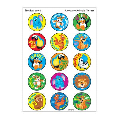 TREND ENTERPRISES, INC. Awesome Animals/Tropical Stinky Stickers, 60 ct.