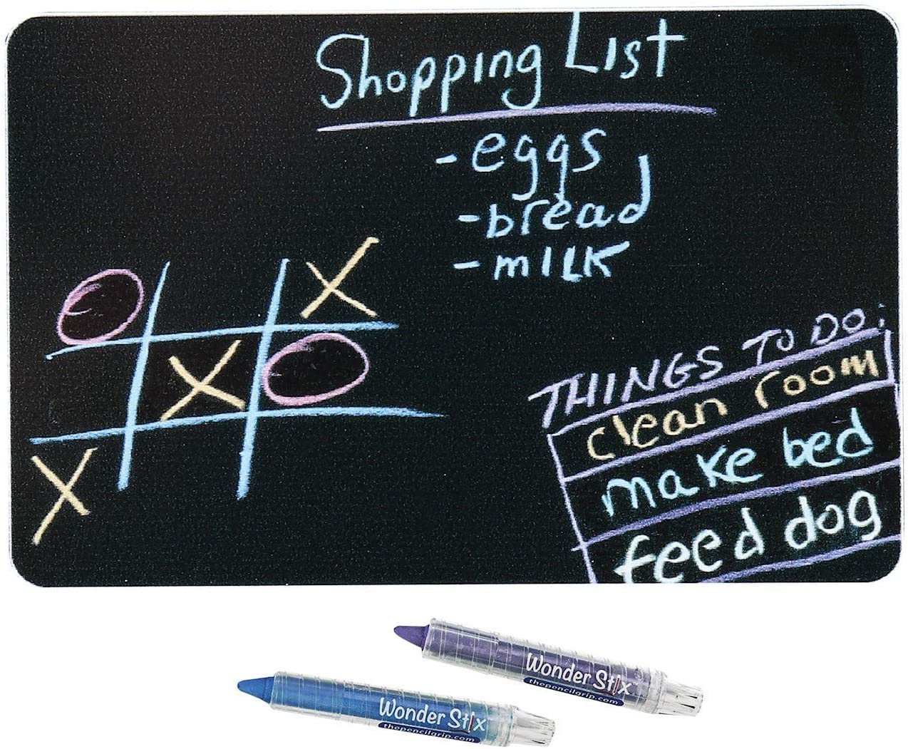 The Pencil Grip Black Board Playmat Kit with 12 Wonder Stix, 12" x 17", 4 Boards