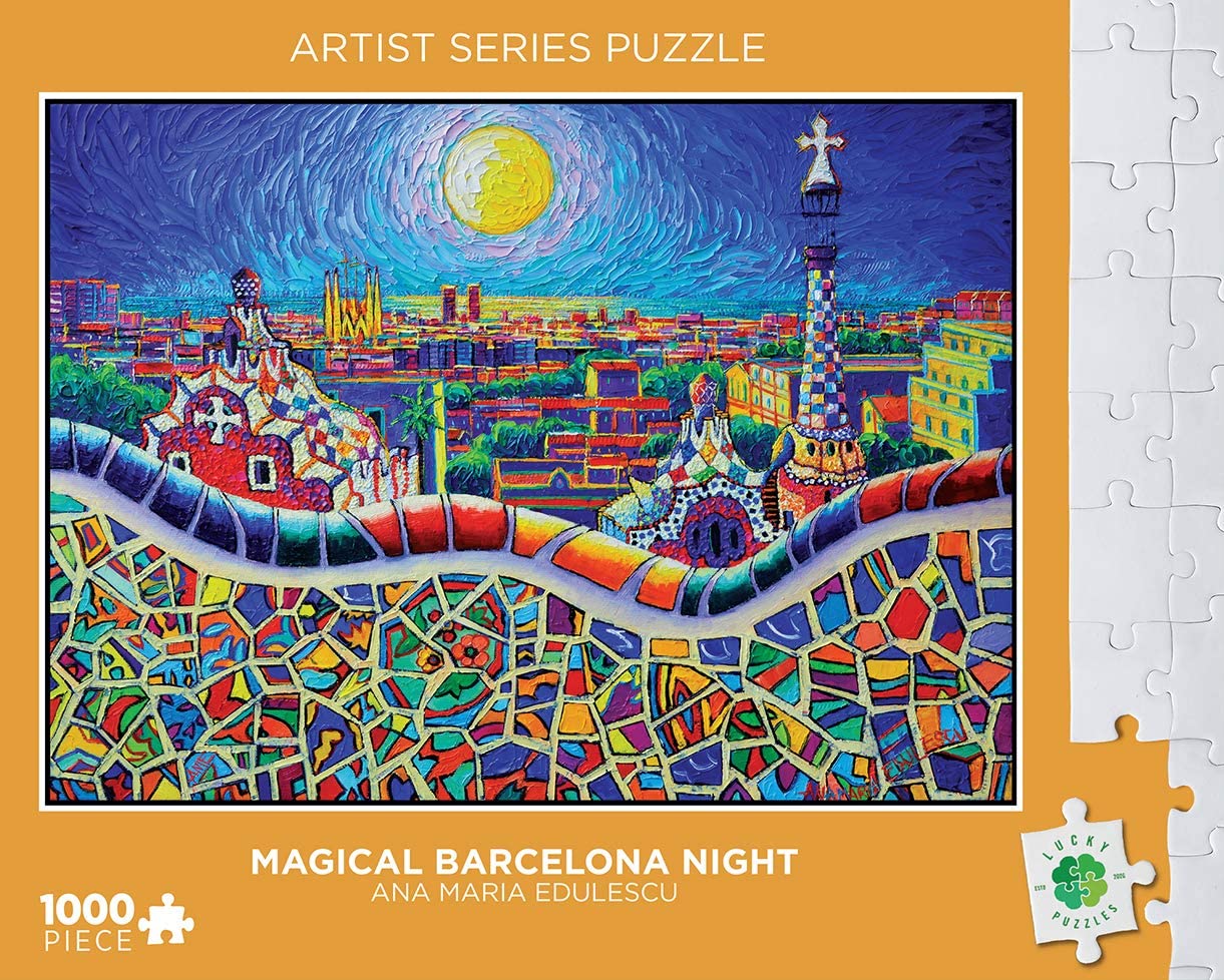 Lucky Puzzles 1000 Piece Magical Barcelona Night Puzzle