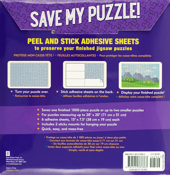 Peter Pauper Press - Save My Puzzle! Peel an Stick Adhesive Sheets