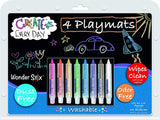 The Pencil Grip 8.5 x 12 Inch Playmat Kit, Includes 4 Black Board Placemats and 8 Piece Wonder Stix (TPG-648), Assorted