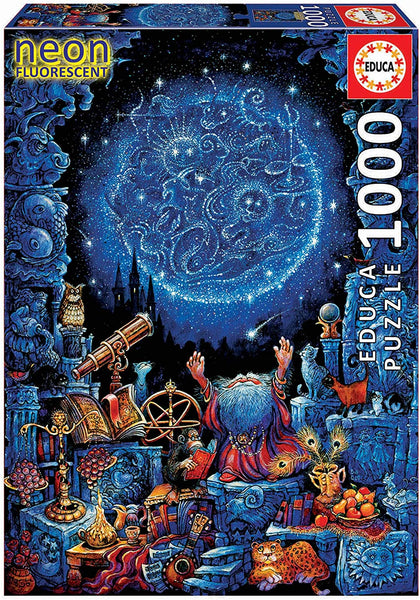 Educa Borras - Neon Fluorescent Series Puzzle 1,000 Pieces The Astrologist, Glow in The Dark (18003)