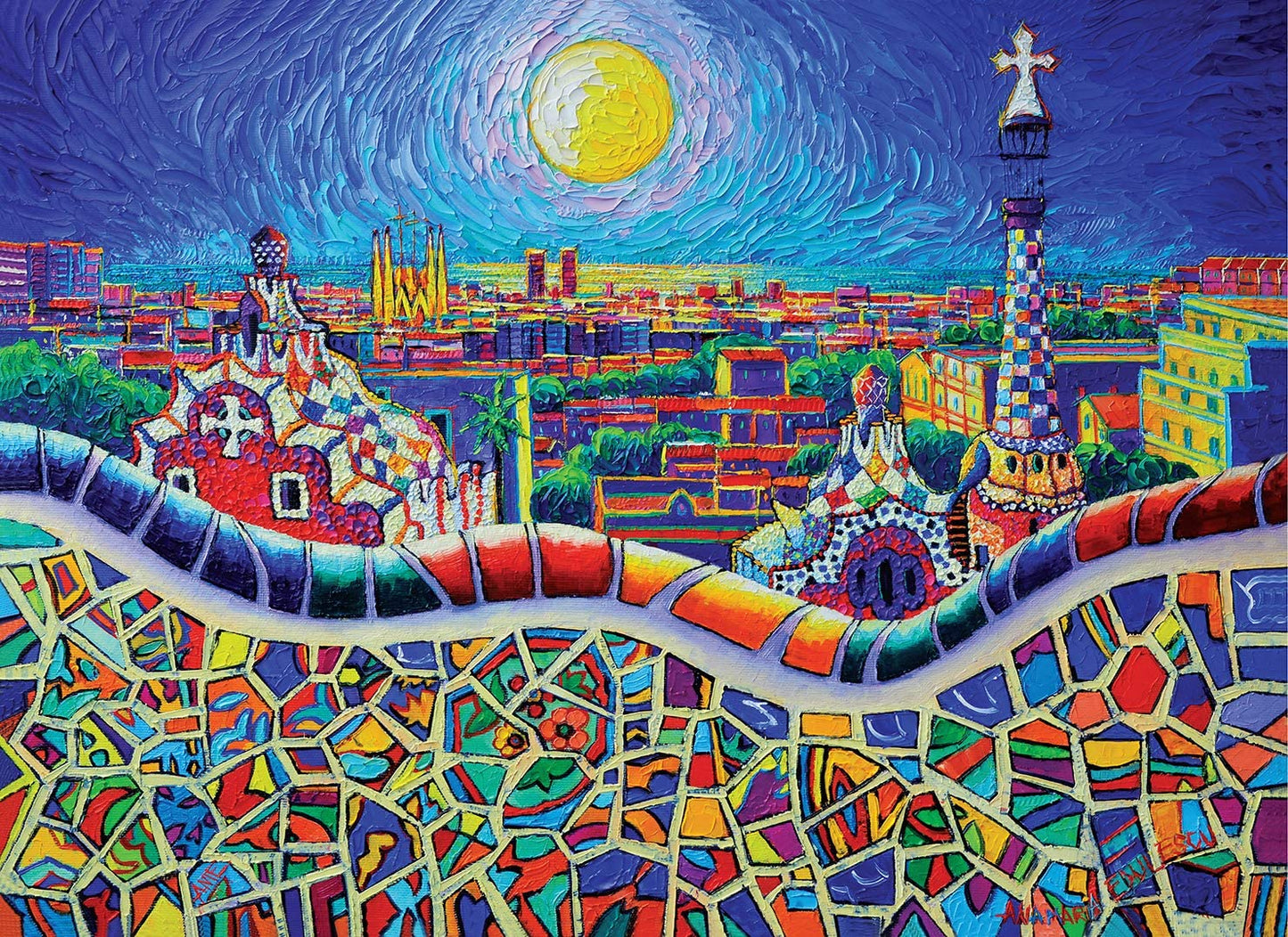 Lucky Puzzles 1000 Piece Magical Barcelona Night Puzzle