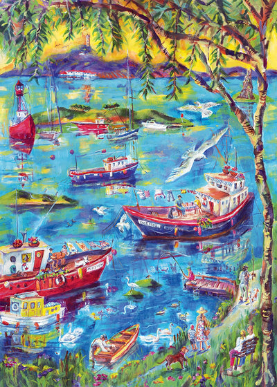 Colorcraft Boats at Sunset Bay 1000 pc Puzzle