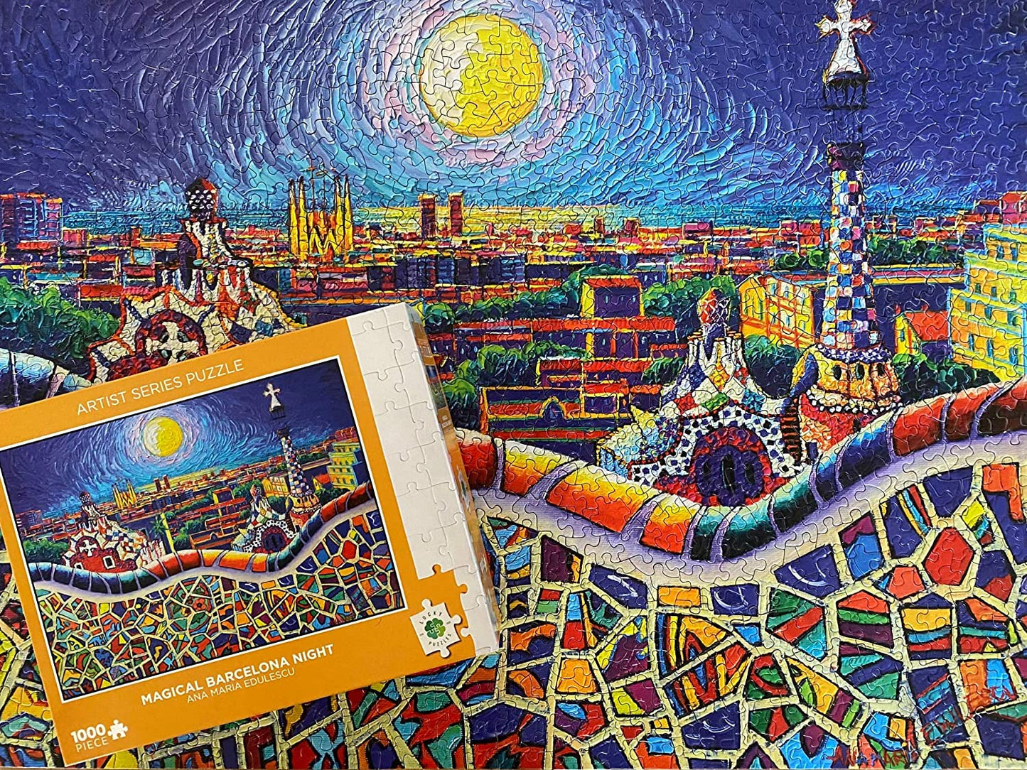 Lucky Puzzles 1000 Piece Magical Barcelona Night Puzzle