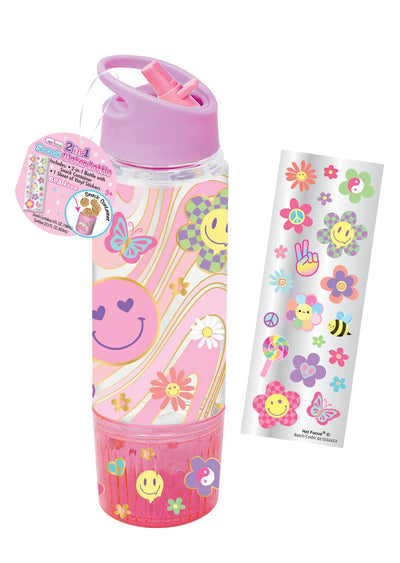 Hot Focus 2 in 1 Snack Water Bottle, Groovy Flower