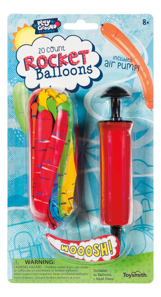 Toysmith - Playground Classics 20 Rocket Balloons With Pump