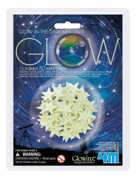 Toysmith - 4M Glow-In-The-Dark Mini Stars Pack of 60 - Kids Room Décor
